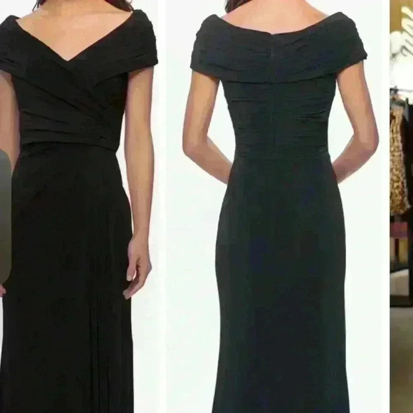 La Femme- NWT Black Ruched Jersey Column Gown sz 2 - Picture 4 of 11